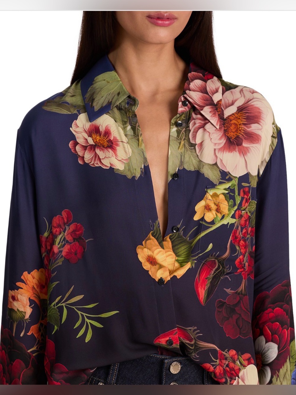 Alice + Olivia Navy Finely Oversized Blouse - Picture 5 of 6